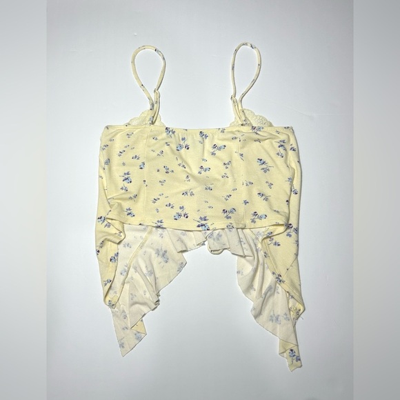 Urban Outfitters Yellow/Cream Floral Tie Front Top - Picture 2 of 6